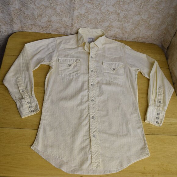 VTG 1950s H Bar C Ranchwear Long Tail Pearl Snap Mens Shirt Western Cowboycore - Picture 2 of 11